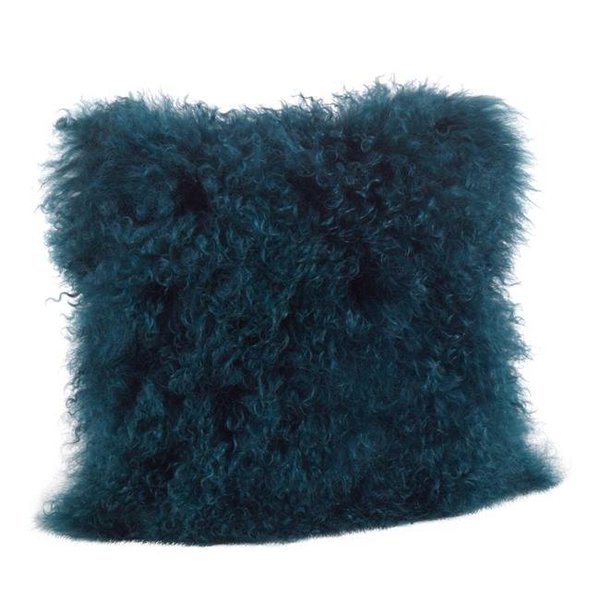 Saro Lifestyle SARO 3564.TE16S 16 in. Wool Mongolian Lamb Fur Throw Pillow - Teal 3564.TE16S